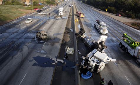 Westbound lanes of the 60 Freeway in East Los Angeles were closed Wednesday afternoon due to a crash that spilled fuel across the road. Sky5's Gil Leyvas reports. Aug. 30, 2023.. 