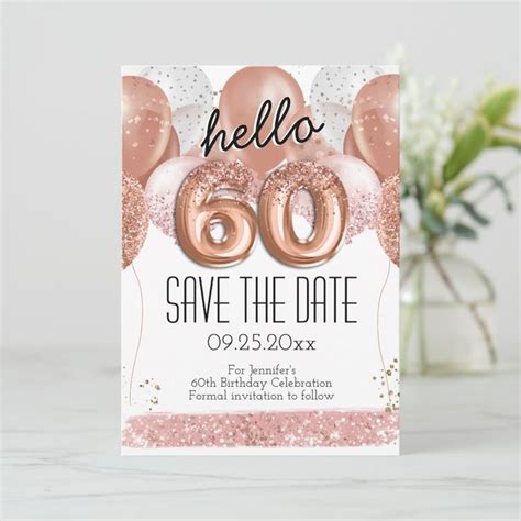 60th Birthday Save The Date Cards Card Design Template