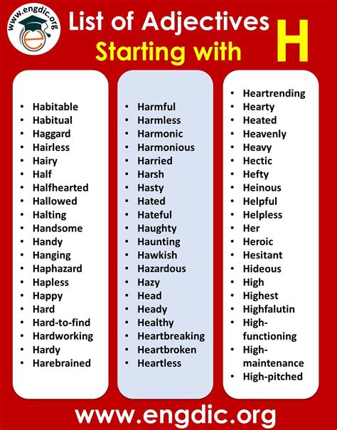 610+ Adjectives That Start with H a List of Common Words with