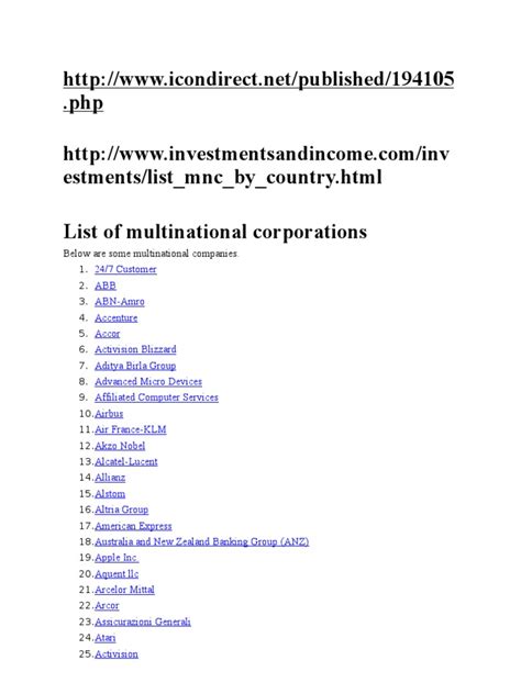 61305427 List of Multinational Corporations pdf