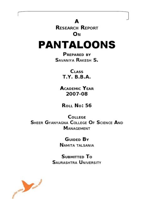 61700665 Pantaloons Branding MBA Porject Report Prince Dudhatra doc