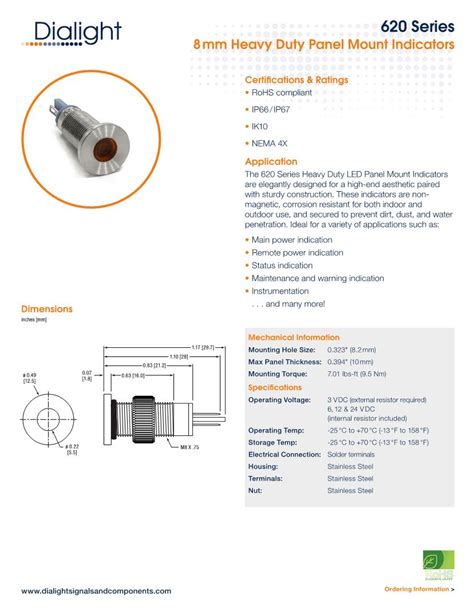 620 Series LED Panel Mount Indicators – Mouser