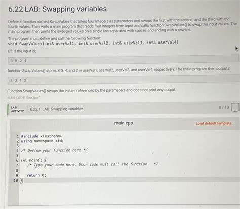 622 Lab Swapping Variables