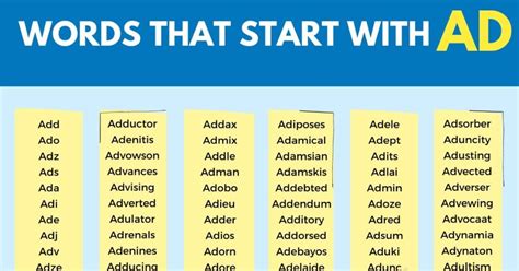646 Common Words that Start with AD in English • 7ESL
