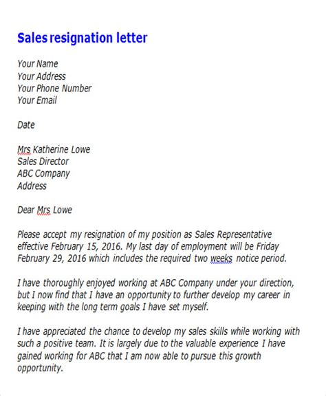 65+ Sample Resignation Letters Sample Templates