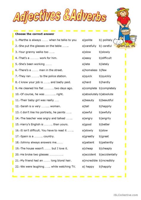 65 Adjective Adverb English Esl Worksheets Pdf Amp Adjectives And Adverbs Exercises Worksheet - Adjectives And Adverbs Exercises Worksheet