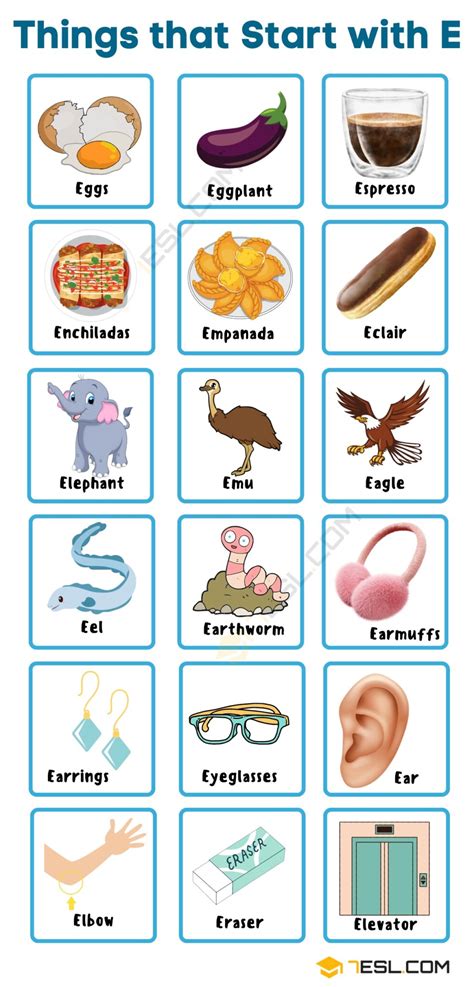 650 Objects That Start With E To Teach Pictures That Begin With Letter E - Pictures That Begin With Letter E