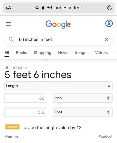 66 Inch To Feet