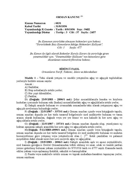 6831 SAYILI ORMAN KANUNU. 