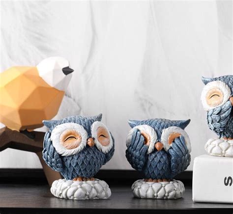 6PCS Owl Figurines and Statues Tiny Owl Statue Little Owl Decor