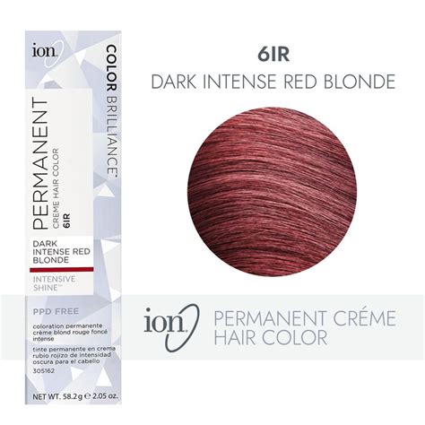 Ion 6IR Dark Intense Red Blonde Permanent Creme Hair Color 6IR Dark Intense Red Blonde. Available for 3+ day shipping 3+ day shipping. ion Permanent Creme Hair Color 8NN Light Intense Blonde, Vegan, Cruelty Free, PPD Free, 100% Gray Coverage, Long-Lasting, Fade-Resistant Color, 2.05 oz. Add.. 