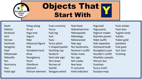6oo Objects That Start With Y For Kids Objects That Start With Y - Objects That Start With Y