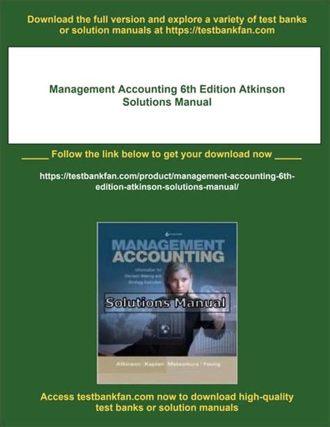 6th Edition Management Accounting Solution Atkinson