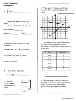 6th Grade Ccss   6th Grade Math Review And Test Prep Unit - 6th Grade Ccss