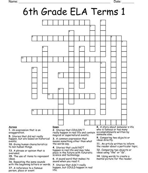 6th Grade Ela Terms Crossword Wordmint Crossword Puzzle 6th Grade - Crossword Puzzle 6th Grade