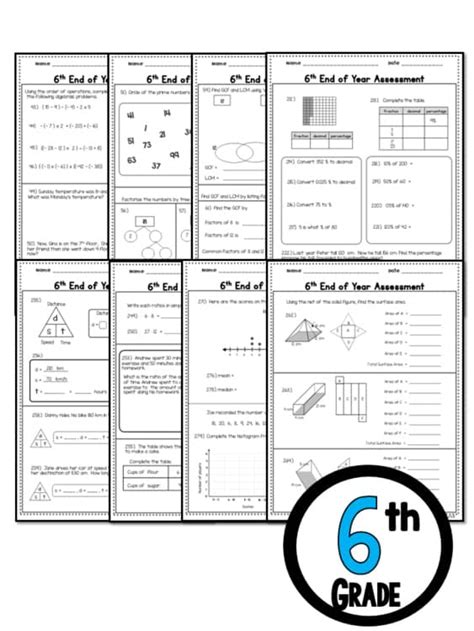 6th grade end of year math assessment common core. .  This would be great for an as...