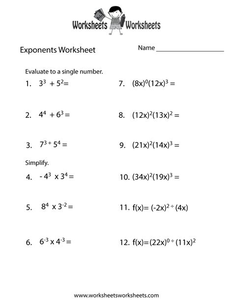 6th Grade Exponents Worksheets Pdf Math4children Com Powers Worksheet Grade 6 - Powers Worksheet Grade 6