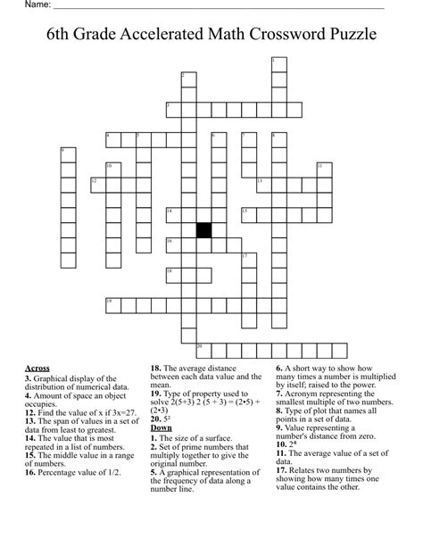 6th Grade Math Crossword Puzzles Ccss Free And Crossword Puzzle 6th Grade - Crossword Puzzle 6th Grade