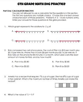 6th grade math eog study guide