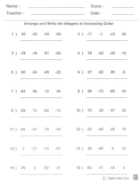 6th grade math homework sheets