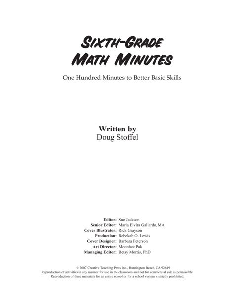 6th Grade Math Minutes