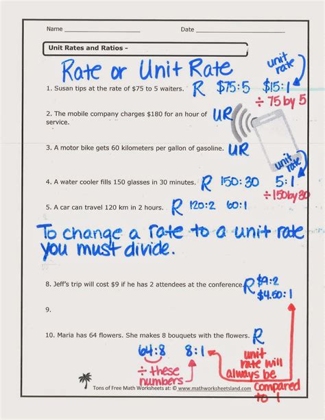 6th Grade Math Unit Rates And Percent Unit Rate Questions 7th Grade - Unit Rate Questions 7th Grade
