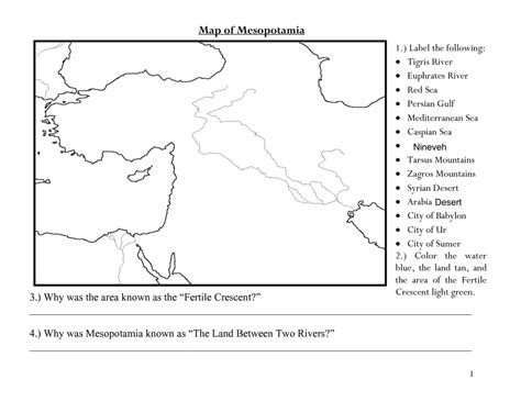 6th Grade Mesopotamia Map Worksheet   Unit 4 1 Ancient Mesopotamia River Civs - 6th Grade Mesopotamia Map Worksheet