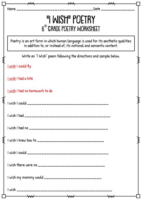 6th Grade Poetry Worksheets Teachervision 6th Grade Poetry Worksheets - 6th Grade Poetry Worksheets