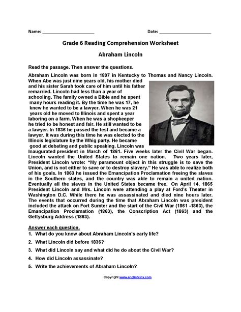 6th Grade Reading Comprehension Worksheets Six Grade Reading Worksheet - Six Grade Reading Worksheet
