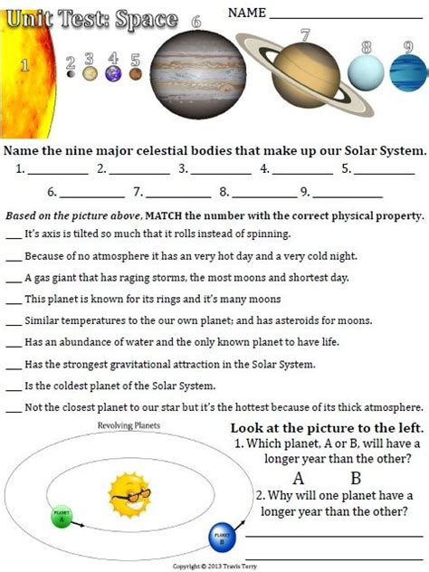 6th Grade Solar System Worksheets Teachervision Solar System Data Worksheet - Solar System Data Worksheet