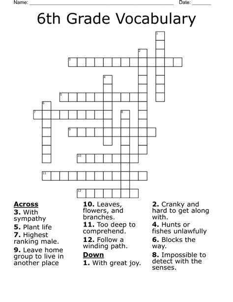 6th Grade Vocabulary Crossword Wordmint Crossword Puzzle 6th Grade - Crossword Puzzle 6th Grade