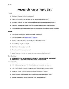 Full Download 6Th Grade Research Paper Topics 