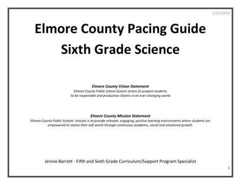 Full Download 6Th Grade Science Pacing Guide 