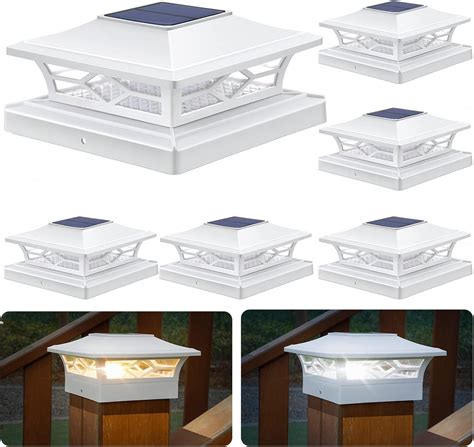 6x6 post caps white.  Customize the LED Color and Finish on your solar cap lights...