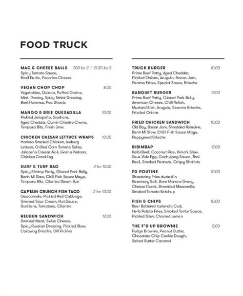 7+ Menu List Templates Free Samples, Examples Format Download