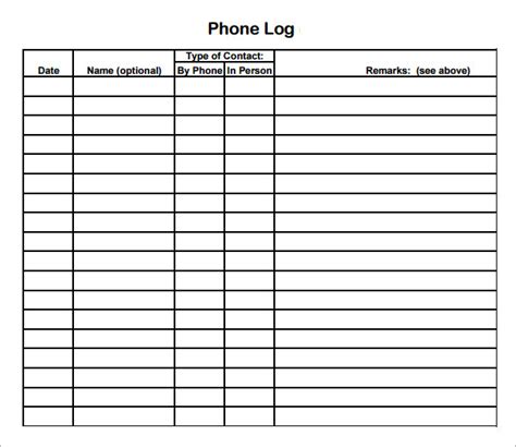 7+ Phone Log Templates SampleTemplatess SampleTemplatess