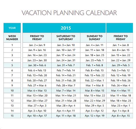 7+ Sample Vacation Calendars Sample Templates