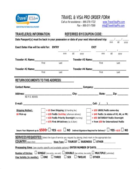 7+ Travel Order Forms Free Word, PDF Format Download