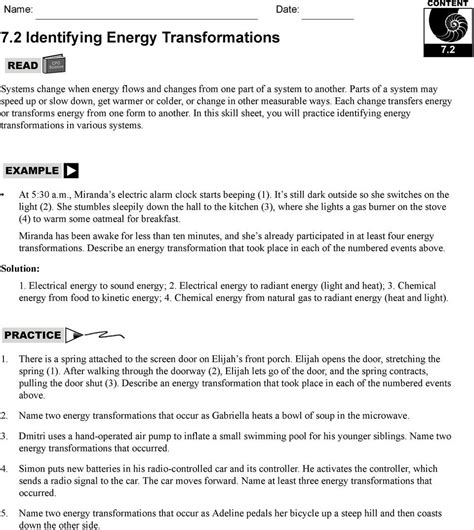7 2 Identifying Energy Transformations Answers
