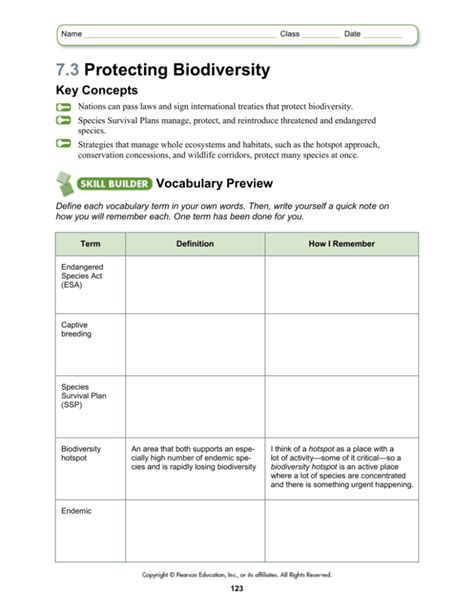 7.3 protecting biodiversity answer key