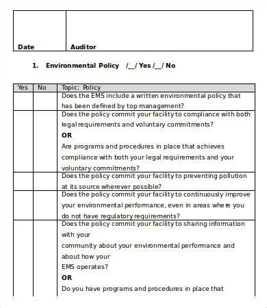 7 Audit Checklist Template Excel Sample Templates