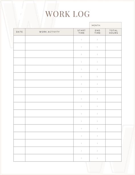 7 Best Images of Printable Daily Time Log Daily Work Log Sheet