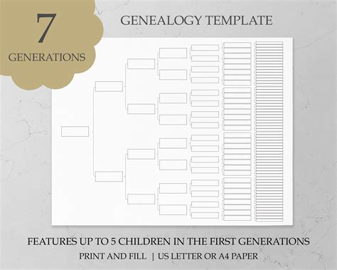 7 Generation Ancestor Chart Free Family Tree Templates