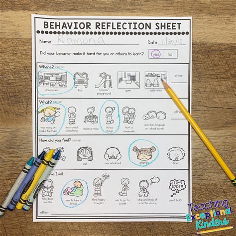 7 Helpful Tips for Using Behavior Reflection Sheets Teaching