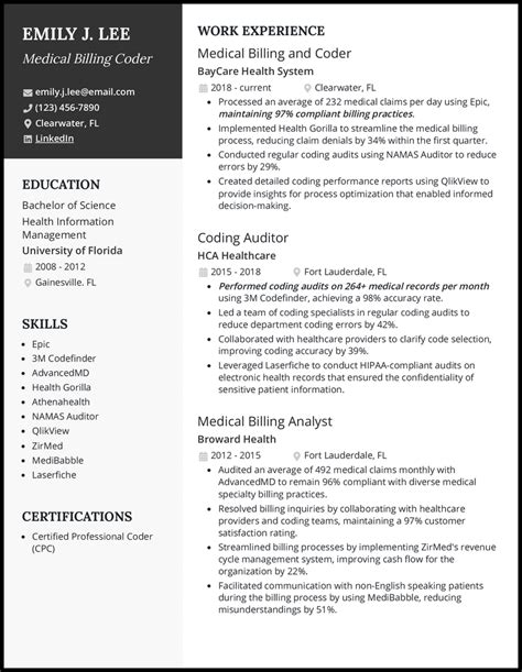 7 How To Write A Resume For Medical Billing And Coding