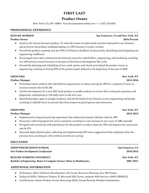 7 Product Owner Resume Examples for 2024 Resume Worded