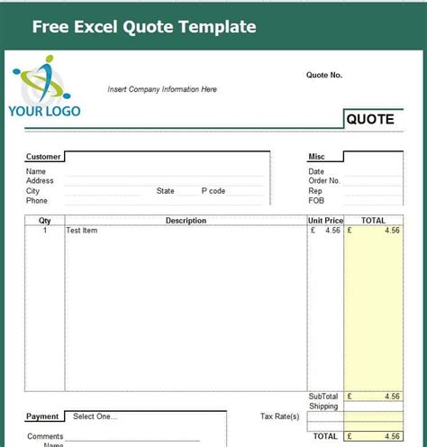 7 Quote Template Excel Excel Templates Excel Templates