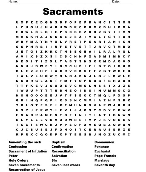 7 Sacraments Word Search WordMint