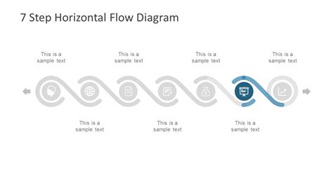 7 Step Horizontal Flow Diagram For Powerpoint Slidemodel