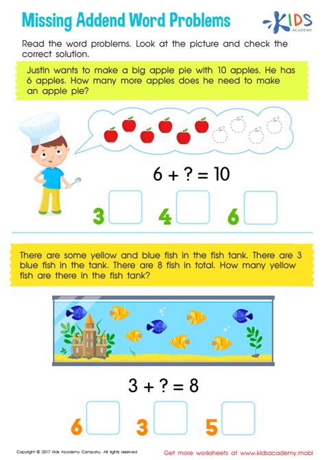 7 Free Missing Addend Word Problems Worksheets You Missing Addend Worksheet First Grade - Missing Addend Worksheet First Grade
